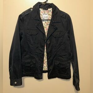 Old Navy Dark Gray Jacket with Floral Interior